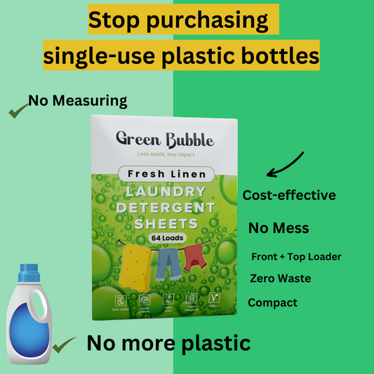 How do laundry detergent sheets contribute to reducing plastic waste in comparison to detergent bottles?